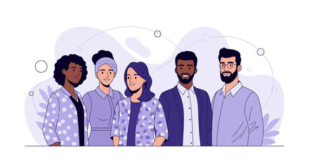 Diverse group of happy people standing together in harmony