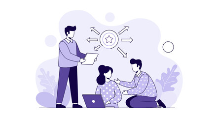 Team collaboration and communication concept with people working together