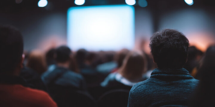 Seminar speak speaker speech lecture lesson talk presentation presenter teaching answer raised stage audience crowd auditorium hall screen room people person adult professional lecturer academic