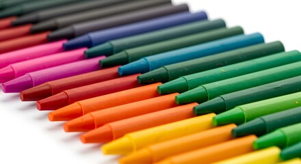 Obraz premium Multicolor School Wax Crayon Set for Drawing and Education Isolated on White