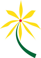 Stylized yellow tropical flower illustration 