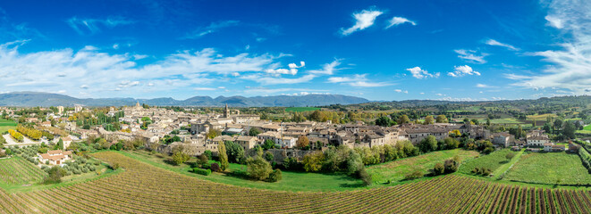 Aerial view of medieval Bevagna one of the most beautiful villages of Italy