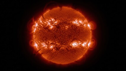 A fiery, radiant orb against a stark, black void. Coronal structures visible