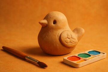 Creative Nature: Painting Colorful Birds on Wood with Texture and Artistic Brushes for a Unique Craft Experience
