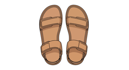 Illustrative depiction of comfortable beige adjustable strap sandals perfect for various casual outdoor activities or relaxed everyday wear offering