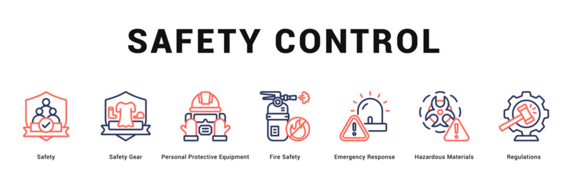 Safety Control Modern and clean web banner illustration featuring thematic icons for visual communication