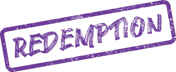 Vibrant purple textured stamp featuring the word Redemption symbolizing a second chance or new beginning