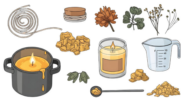 Handmade Candle Making Craft Illustration PNG