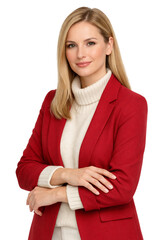 Festive Female Model on White Background