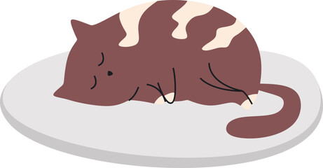 Funny Cat Sleeping Illustration