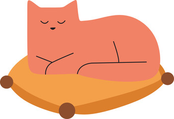 Funny Cat Sleeping Illustration