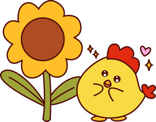 Cute Little Chicken Illustration Element