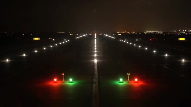 Mesmerizing Airport Runway Lights at Night | Aviation Takeoff & Landing View