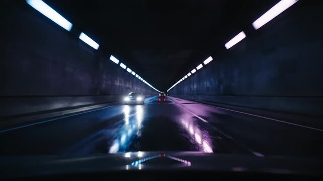 Neon Night Drive: Futuristic Cyberpunk Tunnel Journey