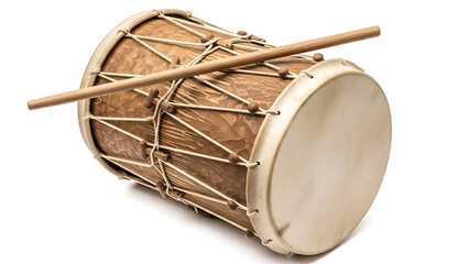 A ceremonial Islamic drum, often used for Ramadan announcements, showcasing handcrafted rope detailing and natural wood finishes.