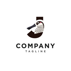 Letter J Pink-eared Duck Logo Icon Vector