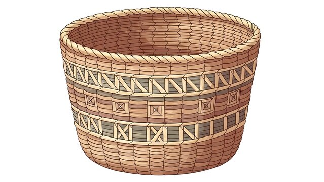Handwoven Basket Artisanal Illustration PNG