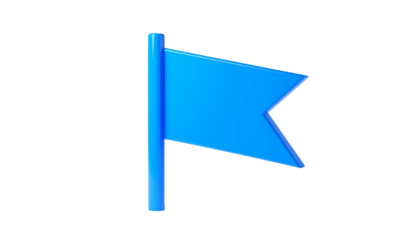 A minimalist 3D rendering of a bright blue flag with a black background