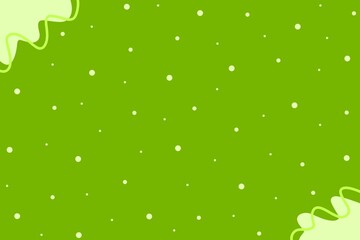 Soft lavender background scattered with dark purple dots, accented by organic abstract shapes and flowing lines in the corners.