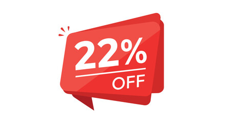 Eye-catching digital graphic illustrating a significant twenty-two percent discount offer presented on a vibrant red promotional speech bubble for