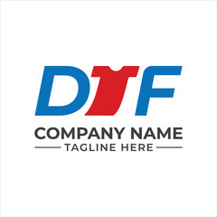 Dtf monogram logo design with a creative t-shirt icon for custom apparel business