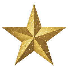 Obraz premium Golden Glittering Five Pointed Star on Black Background sparkling isolated on a transparent background