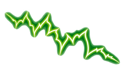 Fototapeta premium Jagged Green Lightning Bolt Graphic Element on Black Background electricity energy isolated on a transparent background