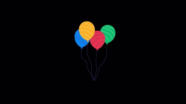 Floating Balloons Animation Video - Transparent