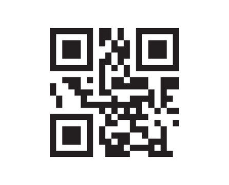 Black QR code, scannable barcode, for website, app, or marketing material, isolated on transparent background