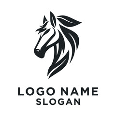 black horse head logo leaf concept