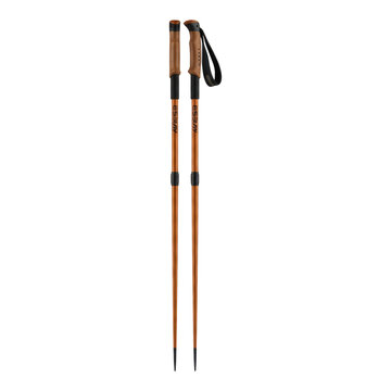 Wooden hiking trekking poles isolated on transparent background