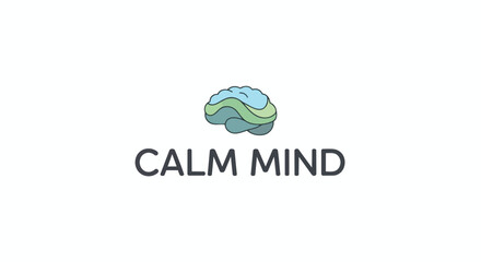 Fototapeta premium Serene Brain Iconography for Mental Tranquility and Cognitive Harmony Wellness Emblem