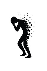 Woman Dissolving in Depression Silhouette