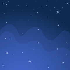 Christmas Night Sky Background with Snow Snowflakes Design Template