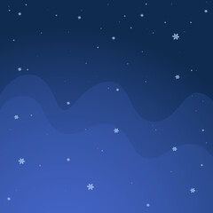 Christmas Night Sky Background with Snow Snowflakes Design Template