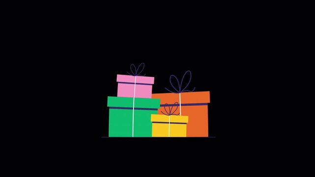 Gift Boxes. Holiday Celebration Concept Animation Video - Transparent