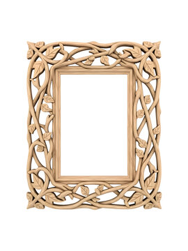Wooden frame with carved vines and leaves empty frame