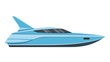 Sleek Blue Motor Yacht Illustration