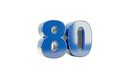 3D Render of the Number 80 on White Background