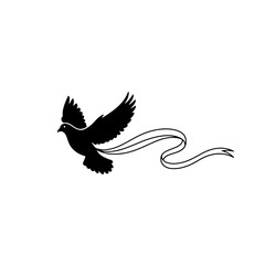 Dove in a peaceful garden vector illustration