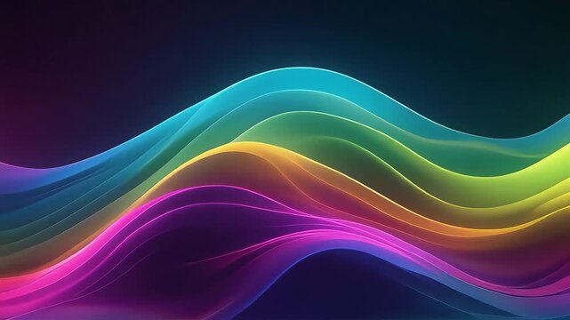Neon spectrum gradient waves sliding horizontally with crisp futuristic glow and cinematic depth. A vibrant tech background ideal for AI, gaming, sci-fi branding, digital motion, and modern design.
