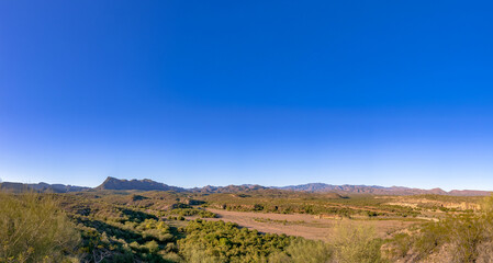 Fototapeta premium Arizona wilderness panoramic of an empty river bed