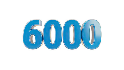 3D Render of the Number 6000 on White Background