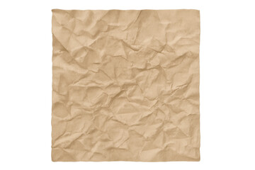 Obraz premium Crumpled brown paper texture background with aged wrinkles and vintage parchment folds on transparent backdrop