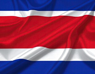 Rendered flag of stripes, white on red, and blue. Textured folds