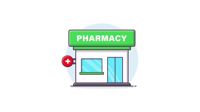 4k Pharmacy Store Building Animation Video