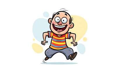 Naklejka premium Boy with Striped Shirt Jumps