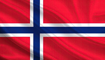 A waving flag with a red field, blue cross, and white outlines