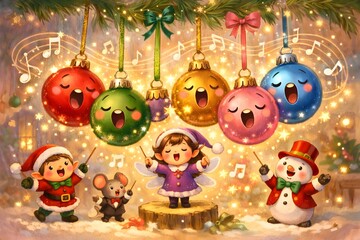 Singing Ornaments Christmas Cartoon