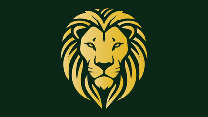 Majestic Golden Lion Head Logo on Dark Background, Luxury King Mascot Vector, Elegant Royal Lion Face for Premium Branding